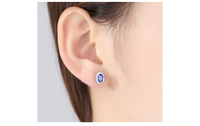 OAHLAN Modeschmuck Blumen 925 Sterling Silber Elegante blaue Edelstein Ohr stecker für Frauen Lady Valentinstag