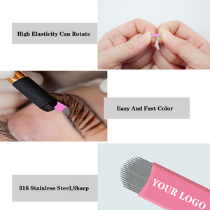 Cartucho de aguja de tatuaje desechable de un solo uso de acero inoxidable 18U para <span class=keywords><strong>Microblading</strong></span> de cejas y maquillaje permanente de labios - Product Image 4