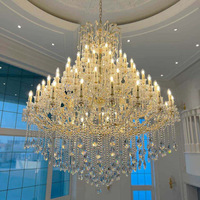 Lustre Pendentif de Luxe en Cristal Doré Style Marie-Thérèse pour Hôtel, Salon et Mariage