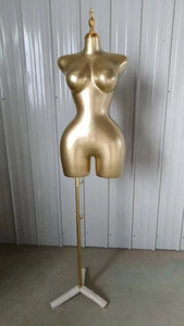 Maniquí de Plástico Ajustable para Mujer Brasileña, Talla Grande, Curvilíneo, con Caderas y Busto Grandes, Color Dorado - Product Image 6