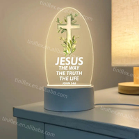 Christian jésus Led acrylique veilleuse Usb alimenté ovale gravé lampe de Table religieux décor à la maison église cadeau