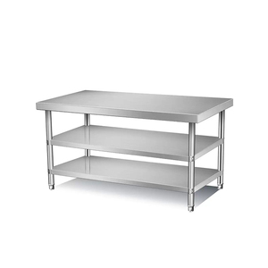 Table de travail de <span class=keywords><strong>chef</strong></span> de banc de travail plat en métal inoxydable de 2/3 niveaux avec la table de travail d'hôtel de restaurant d'acier inoxydable de sous-étagère - Product Image 2