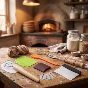 Juego de 6 piezas de madera ecológica para panificación danesa de masa madre - Gancho para masa, Batidor holandés, Cuchilla para pan, Raspador de banco, Utensilios de panadería - Product Image 1