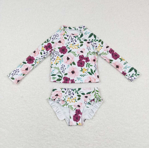 Longlv Nouveauté Été Maillot de Bain Fille Imprimé Pastèque Rose Volants 2 Pièces Manches Longues Respirant Nylon/Coton - Product Image 6