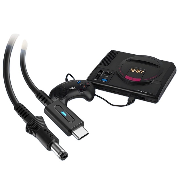 For SNES Console TYPE-C Female to Power Cable, 10cm Black Short Cord for Retro Gaming