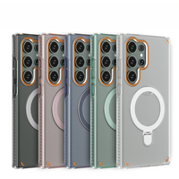 Étui de protection magnétique 3-en-1 avec anneau métallique et finition mate pour Samsung Galaxy S25 Ultra S24 Ultra S24 Plus S26 Ultra