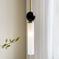 Lustre de plafond LED en fer et verre de luxe, lustre haut de gamme en cuivre/noir pour salon et chambre à coucher
