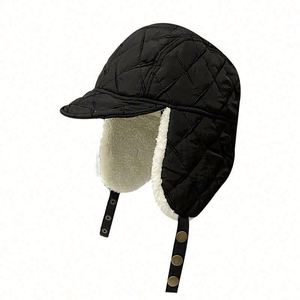 Fashion White Bomber <b>Hat</b> Women Winter Warm Cotton Cap Ear protection Flight Cap Winter <b>Hats</b> With Ear Protection - Product Image 2