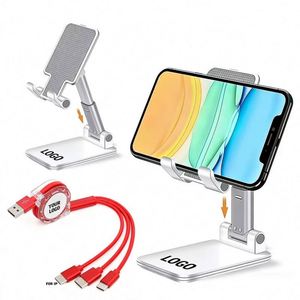 Wholesale Promo Gift Portable Plastic Aluminum Foldable Angle Adjustable Desk Cell Phone <b>Stand</b> Holder With Logo - Product Image 1