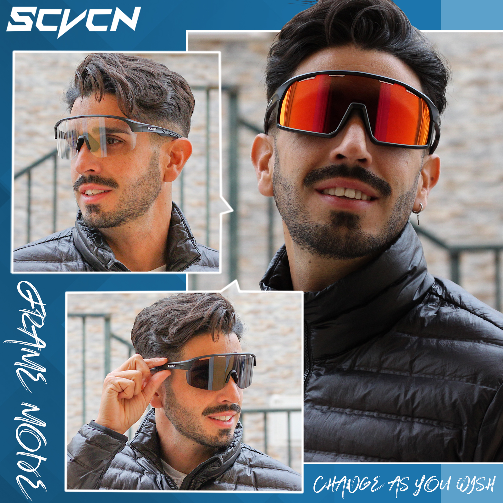 Eaglens.54 Outdoor Sports Photochromic Or Polarized Wrap Around Cycling Sunglasses For Men Women Tr90 Frame Uv Protection Whiteblack Dot