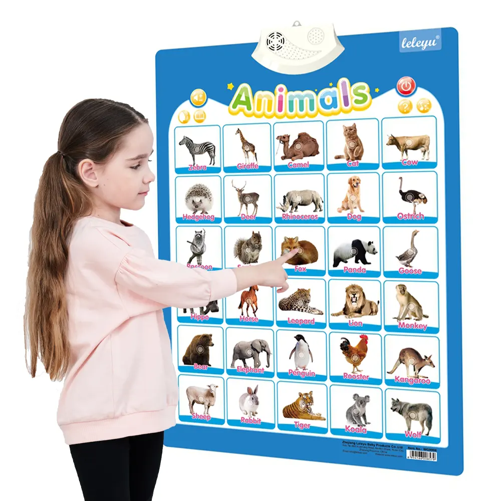 WG9906 Wholesale English Learning Animal Chart Talking Poster Toy Kids Learn Animal Name