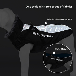 Veste d'hiver chaude pour chien en molleton de coton solide avec col, bande réfléchissante, imperméable et coupe-vent, pour grands chiens, utilisation extérieure, laisse incluse - Product Image 3