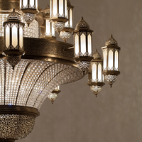 Grand lustre en cuivre gravé de luxe, luminaire suspendu décoratif pour hall, villa, hall d'entrée, lustre pour plafond haut