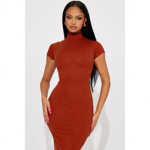 ผู้ผลิตคุณภาพสูง ชุดเดรสลำลองผู้หญิง แขนสั้น ผ้าถักลายริบ แบบสั่งทำพิเศษ - Product Image 6