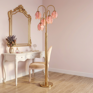 Regalo Sentimental para Esposa: Lámpara Romántica de Cristal Rosa con Pétalos sobre Base Dorada - Product Image 5
