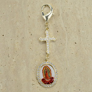 Colgantes DIY de cruz chapados en oro de 14k con patrón personalizado de San Judas, Virgen María y Niño Jesús para collar, llavero, bolso y <span class=keywords><strong>coche</strong></span>, al por mayor - Product Image 4