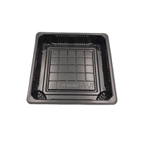 Plateau alimentaire jetable JY-81203, usage commercial, carré, en plastique, pour emballage de sushis, boîte de rangement alimentaire en plastique noir