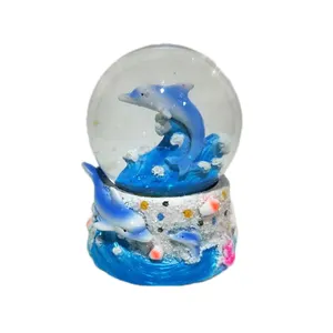 Resin beach souvenir dolphin snow globe custom snow ball