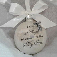 Yate Clear My Heart Is Heaven - Décoration commémorative ange, souvenirs, pendentif, boules en plastique avec nom de famille, ornement suspendu décontracté