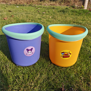 Cartoon Cylindrical Trash Can With <b>Lid</b> Indoor Outdoor Storage <b>Bin</b> For Kitchen Living Room Strawberry Bear Yellow Duck Kuromi - Product Image 4