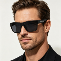Lunettes de soleil Vintros Vintage pour un style surdimensionné, enveloppantes, sportives, avec logo personnalisé, protection UV400, monture intégrale, verres miroir carrés, Nouveauté 2026