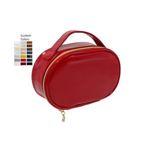 Sac cosmétique en PU avec poignée Sac à main durable à la mode de grande capacité Fermeture à glissière douce et légère Floral pour le quotidien - Product Image 4