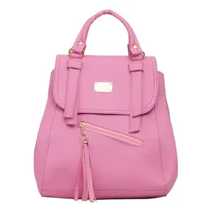 Sac à dos en néoprène rose pour femme Fana, 15 L, fermeture éclair, mode estivale, usage quotidien, poignée de transport, forme carrée - Product Image 1