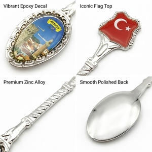 Cucchiaio Decorativo Personalizzato Souvenir, Fabbrica SEDEX, Lega di Zinco, Souvenir Turco, Bandiera Turca, Design Unico, Cucchiaio Decorativo con Resina Epossidica - Product Image 3