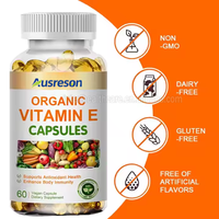 Ausreson OEM Gélules de Vitamine E Bio, Complément Végétalien Sans Sucre, Antioxydant et Éclaircissant pour la Peau