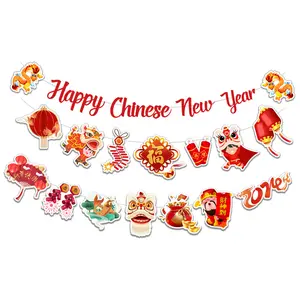 2024 spanduk Tahun Baru Cina bendera pesta Tahun Baru untuk perlengkapan dekorasi pesta
