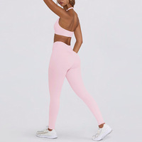 Ensemble 2 pièces de yoga et fitness personnalisé avec LOGO – Soutien-gorge rembourré en V et leggings push-up pour femme, style licou, idéal pour la course à pied