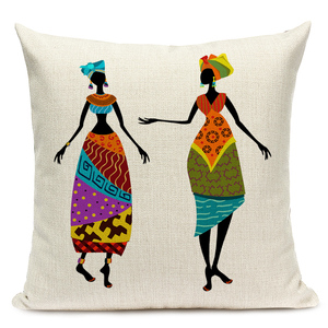 Người phụ nữ Châu phi in ném gối trường hợp sofa xe Ghế trang trí đệm Bìa Linen gối Bìa - Product Image 2