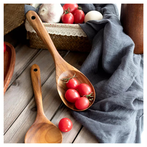 Belles cuillères <span class=keywords><strong>en</strong></span> bois cuisine <span class=keywords><strong>ustensiles</strong></span> de cuisine antiadhésifs ensemble de spatule <span class=keywords><strong>en</strong></span> <span class=keywords><strong>bambou</strong></span> long naturel - Product Image 2
