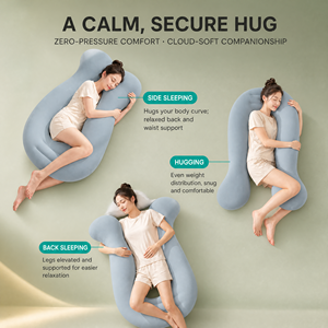Almohada en forma <span class=keywords><strong>de</strong></span> U para dormir <span class=keywords><strong>de</strong></span> lado, con soporte para embarazadas, diseño ergonómico <span class=keywords><strong>de</strong></span> <span class=keywords><strong>5</strong></span> zonas y funda lavable. - Product Image 5