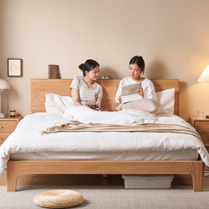 Cama <span class=keywords><strong>de</strong></span> Madera <span class=keywords><strong>de</strong></span> Roble Macizo <span class=keywords><strong>de</strong></span> Diseño Moderno Tamaño King y Queen - Venta Directa <span class=keywords><strong>de</strong></span> Fábrica para Dormitorio - Product Image 2