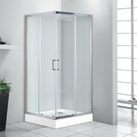 Cabine de douche d'angle moderne avec porte coulissante carrée, disponible en cadre en aluminium chromé/doré/noir