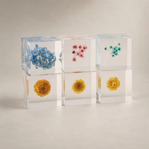 Prensapapeles Floral Cuadrado de Resina Transparente Personalizado – Adorno de Escritorio, Decoración para el Hogar/Oficina y Regalo - Product Image 4