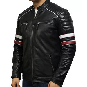 Best Vintage Winter Design Biker <b>Genuine</b> <b>Leather</b> <b>Jacket</b> for Men Stand Streetwear Customized <b>Leather</b> Detail Nonwoven OEM Service - Product Image 4