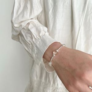 Dylam Personalized Design Fine Jewelry S925 <b>Silver</b> Beaded Chain Big Circle Crystal Women <b>Bangles</b> <b>Bracelets</b> Jewellery for Daily - Product Image 6