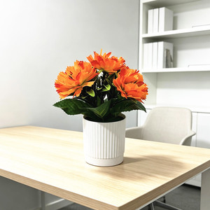 Plantas Artificiales de Crisantemo Paulon en Maceta de 16 cm de Alto, de Plástico y Tela, Decoración Interior para Escritorio - Product Image 3