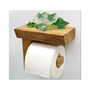 Custom Wood Tp Floating Storage Shelf Made Of Toilet Paper Holder Hanging Wooden Honeycomb Restroom Loo Roll Rack