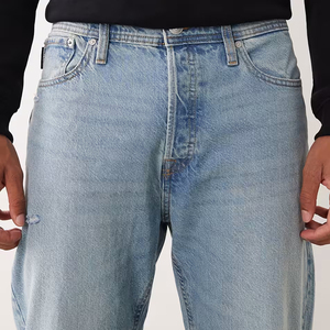 Nouvelle Arrivée 2026 – Jean Baggy Streetwear Bleu Clair pour Homme, Taille Haute, Coupe Droite, Idéal au Quotidien - Product Image 4