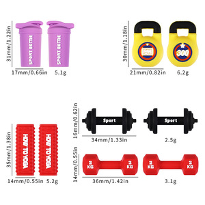 Equipo de fitness con cuentas de silicona 3D con diseño de mancuerna, accesorio de bolígrafo con cuentas de dibujos animados tridimensionales, cuentas sueltas de silicona con diseño de kettlebell - Product Image 3