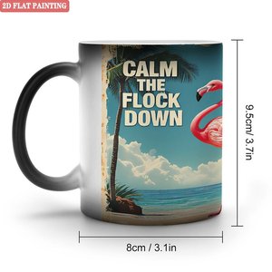 Mug personnalisé imprimé 11oz en céramique noire givrée sensible à la chaleur, tasse vierge thème festival - Product Image 1