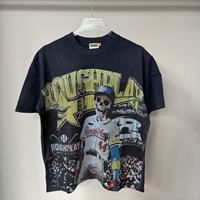 T-shirt Homme en Coton de Haute Qualité avec Impression à l'Encre Blanche et Strass, Respirant, Style Urbain