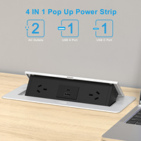 Caja de Conexión Oculta con 3 Tomas de Corriente US + 2 Puertos USB para Escritorio/Mesa de Oficina, Enchufe de Corriente Emergente