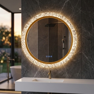 <span class=keywords><strong>Miroir</strong></span> de salle de bain LED intelligent circulaire personnalisé, dimmable, anti-buée, classique, avec cadre diamanté, pour la vente en gros - Product Image 3