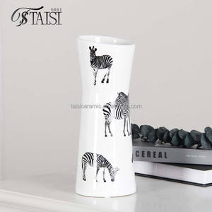 V131-GF Art Deco Porcelain <strong>Zebra</strong> <strong>Vase</strong> Tabletop Ceramic Flower Arrangement Elegant Bouquet <strong>Vase</strong> - Product Image 2