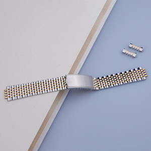 Correa de Reloj de Acero Inoxidable 316L de Lujo, Compatible con Omega, de 18, 19 y 20 mm, con Extremos Curvos Huecos Tipo <span class=keywords><strong>Arroz</strong></span>, en Plata y Oro - Product Image 6