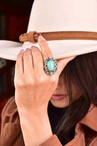 Handmade Turquoise Sterling Silver <b>Adjustable</b> <b>Ring</b> Natural Gemstone Jewelry for Women Wholesale - Product Image 6
